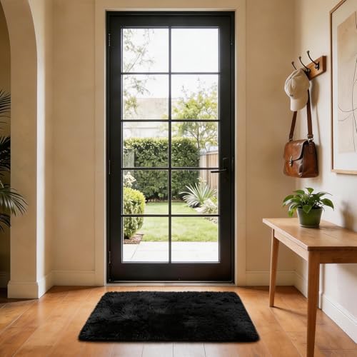 Small Black Entryway Throw Rugs for Bedroom (3- Black / 2' x 3' (Rectangular))