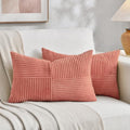 2 Packs Coral Lumbar Decorative Throw Pillow Covers 16x28 Inch for Living Room Couch (Coral / 28" x 16" (Pack of 2))