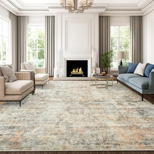 9x12 Area Rugs for Living Room Washable Rug Abstract Orange (Orange/Brown / 9' x 12' (Rectangular))