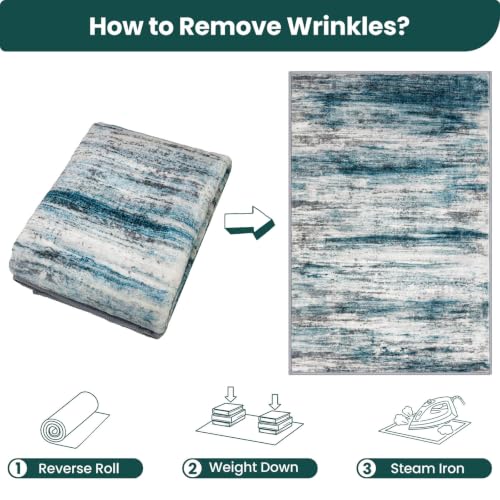 Abstract Small Area Rugs 2x3 Washabl Rugs Fro Entryway Blue (Blue / 2' x 3' (Rectangular))