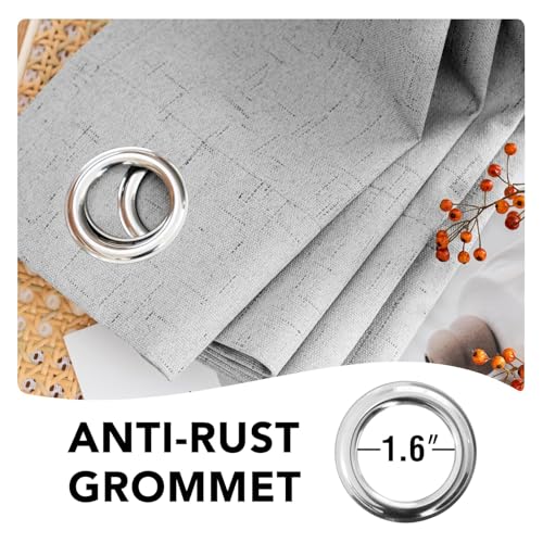100% Blackout Linen Curtains 90" L 2 Panels Glacier Gray (Glacier Gray / 52"W x 90"L (Pack of 2))