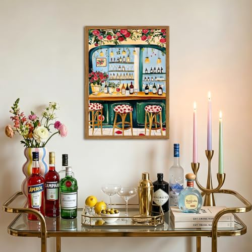 Framed Trendy French Bar Wall Art (Vibrant Bar / 24"L x 16"W)