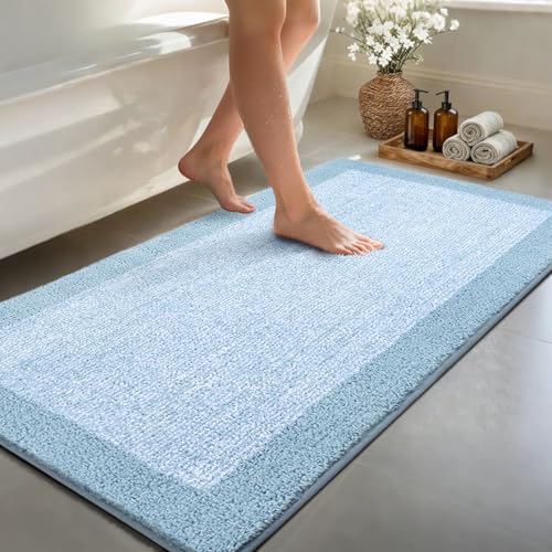 48x24 Bathroom Rugs Non Slip Washable (Light Blue / 2' x 4' (Rectangular))
