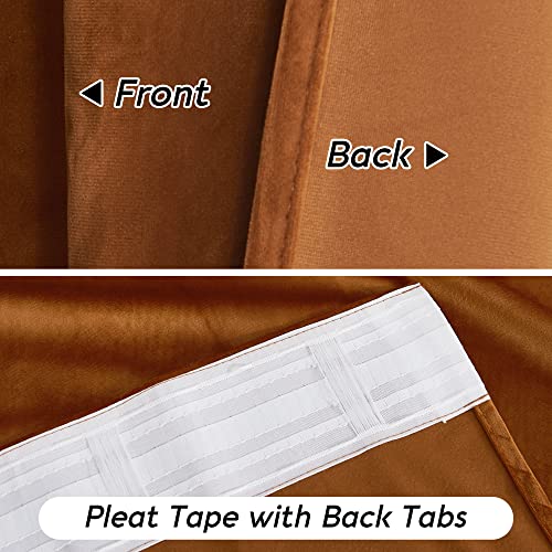 Velvet Curtains 108 inches Long (Golden Oak / 52"W x 108"L (Pack of 2))