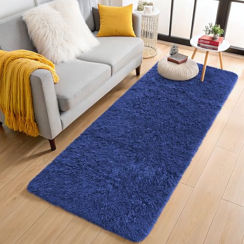 2x8 Machine Washable Runner Rugs for Hallway (2x8 Ft / Navy Blue)