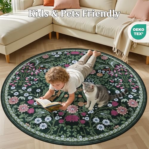 Round Area Rug Living Room (Dark Green / 6' (Round))
