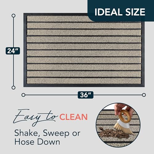 Extra Durable Door Mat Outside Entrance (36" x 24" (Rectangular) / Bright Beige)