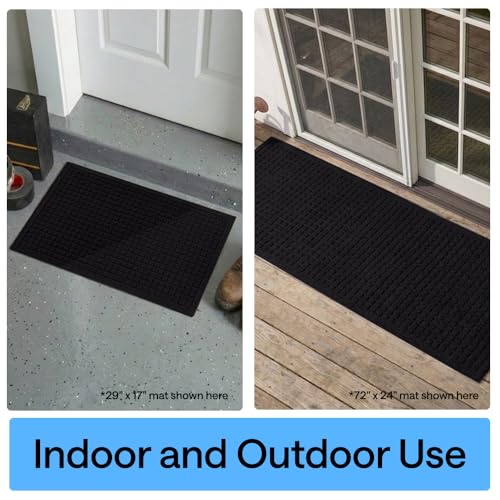 HydroABSORB Door Mat for Indoor Outdoor Use (Black / 72" X 24")