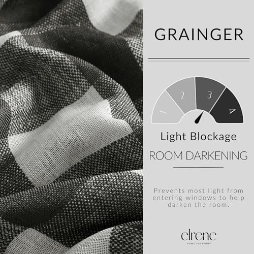 Grainger Buffalo Check Blackout Window Curtain (Black / 52"W x 95"L (Pack of 1))