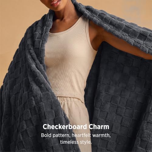 Checkered Soft Cozy Twin Blanket for Bed (Dark Grey / Twin (60" X 80"))