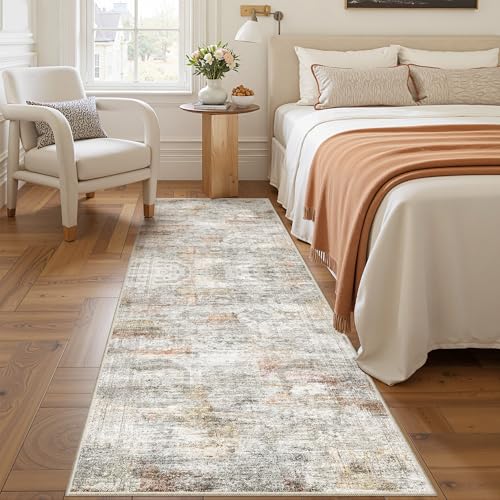 2'6 x 8' Runner Rug Non Slip (Grey/Rust / 2'6" x 8' (Runner))