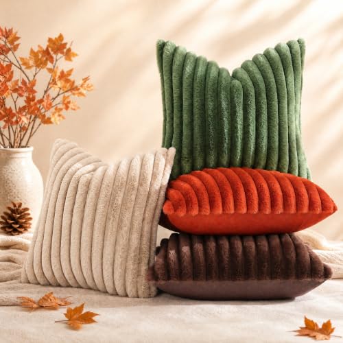 Fall Faux Fur Throw Pillow Covers 26x26 Set of 2 Rust (Rust / 26" x 26" (Pack of 2))