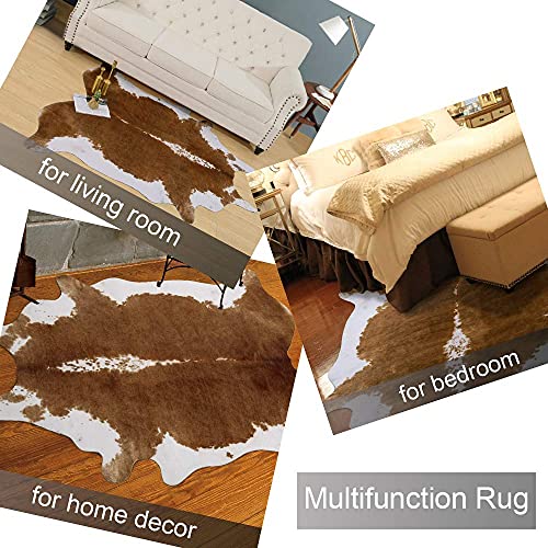 Premium Faux Cowhide Rug 110 x70 cm (2'3" x 3'7" (Irregular) / Brown)