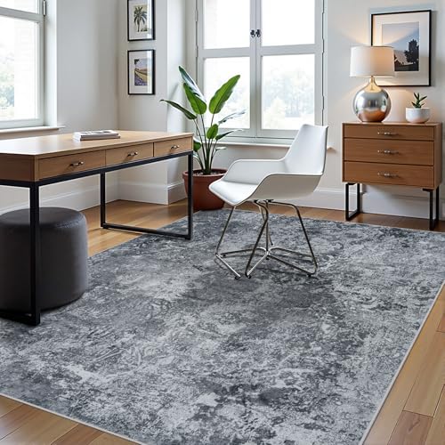 5x7 Area Rugs for Living Room Washable Bedroom Dining Room Black (Black / 5' x 7' (Rectangular))