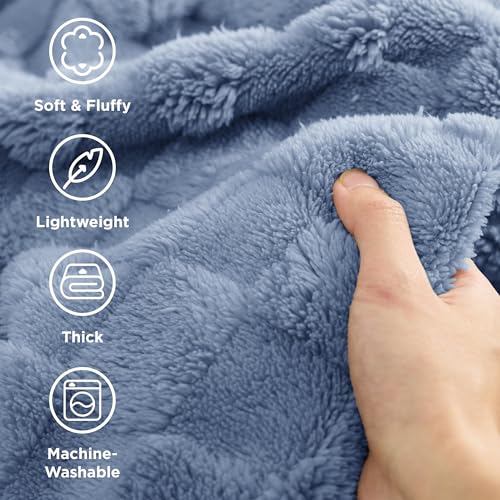 Blue Checkered Fleece Throw Blanket for Home Decor Gifts (02 Ashley Blue / Throw (50" X 60"))