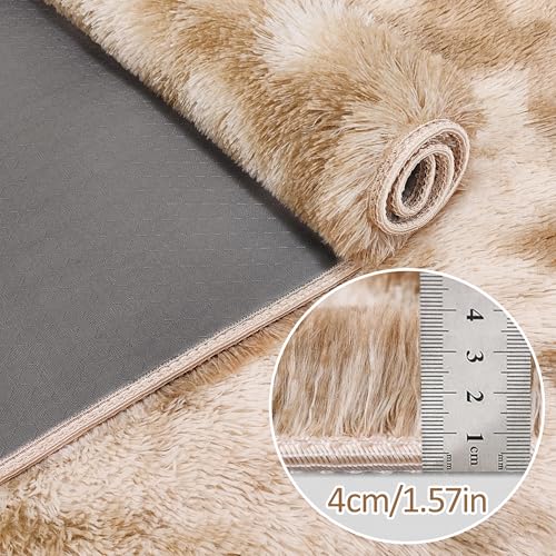 Super Soft Fluffy Living Room Area Rugs 2x8 ft Tie (Tie-dyed Beige / 2' x 8' (Runner))