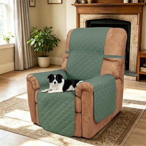 Reversible Recliner Chair Covers (Greyish Green/Taupe / 28'' Recliner)