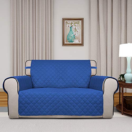 Reversible Quilted Couch Covers for Dogs Loveseat Sofa Cover 46.5” (Medium / Classic Blue/Ivory)