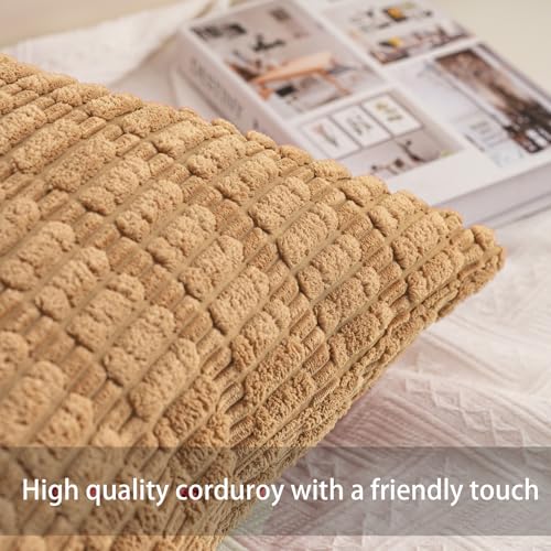 Pack of 2 Corduroy Decorative Throw Pillow Covers 26x26 Inch (Coffee / 26" x 26" (Pack of 2))