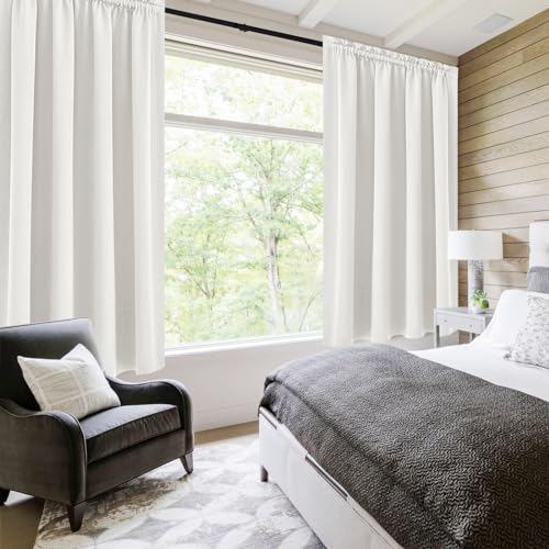 Blackout Curtains for Bedroom Living Room 52 x 63 Inch Long Ivory (Ivory / 52"W x 63"L (Pack of 2))