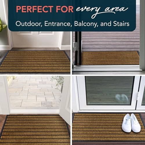 Extra Durable Door Mat Outside Entrance (36" x 24" (Rectangular) / Bright Brown)