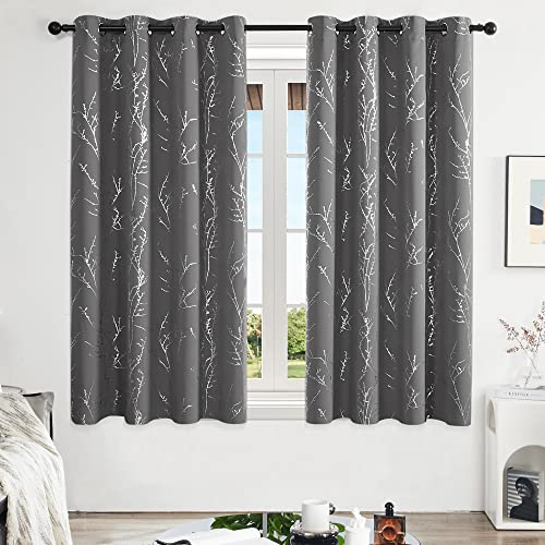 Living Room Curtains 63 Inches Long (Light Grey/Tree Branch / 52"W x 63"L (Pack of 2))