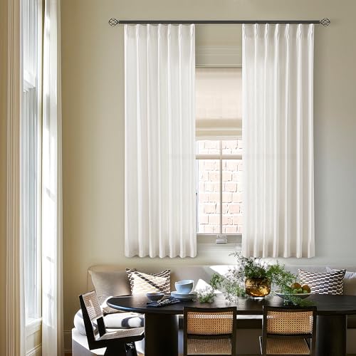 Natural Pinch Pleated Linen Semi Sheer Curtains 54 Inch Length 2 Panels (Natural / 40"W x 54"L (Pack of 2))