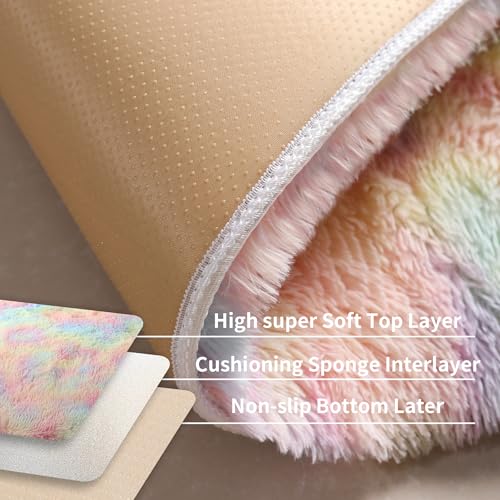 5x8 Rainbow Unicorn Fluffy Shag Rug for Girls Bedroom (Rainbow / 5' x 8' (Rectangular))