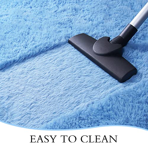 Soft Runner Rug for Bedroom Living Room Plush Fluffy Rugs 2x6 (Cobalt Blue / 2' x 6' (Runner))