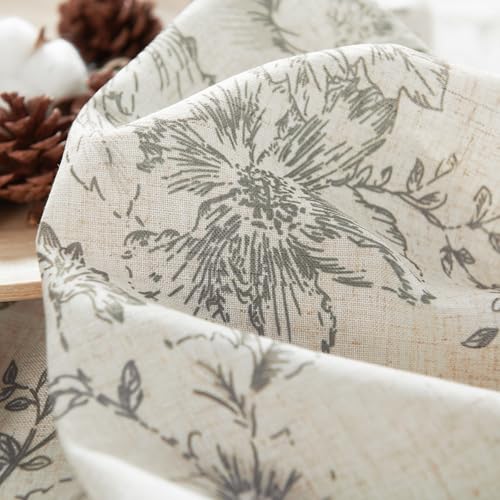 Floral Lined Linen Curtains 96 Long for Living Room 2 Panels (Lined Grey / 50"W x 96"L (Pack of 2))