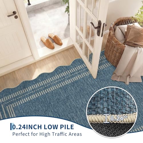 2x8 Blue Runner Rug (Jute Blue / 2' x 8' (Rectangular))