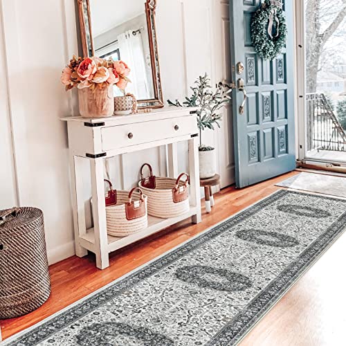 Hallway Washable Runner Rug (2' x 10' (Rectangular) / Grey)