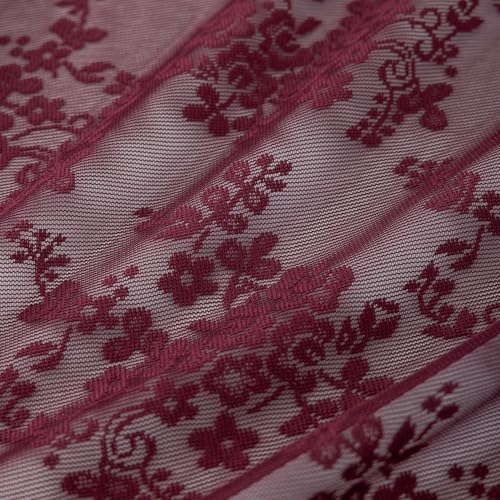 Vintage Lace Curtains 54 Inch Length (Burgundy / 52"W x 54"L (Pack of 2))