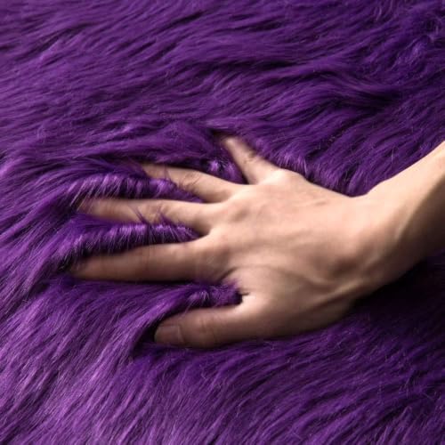 Fluffy Area Rug 2x3 ft Faux Fur Sheepskin Rug for Bedroom Purple (2' x 3' (Sheepskin) / Purple)
