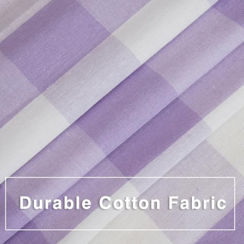 Curtains for Windows Buffalo Check Drapes Plaid Gingham Pattern Rod Pocket Cotton Curtain Panels 54 inch Length Farmhouse Kitchen Curtains 2 Panels Living Room Bedroom Basement Lilac White 52"x54" (52"W x 54"L (Pack of 2) / Lilac+white)