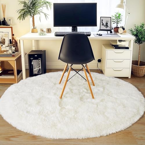 4'x4' Cream Round Rugs for Girls Bedroom (4' (Round) / Cream)