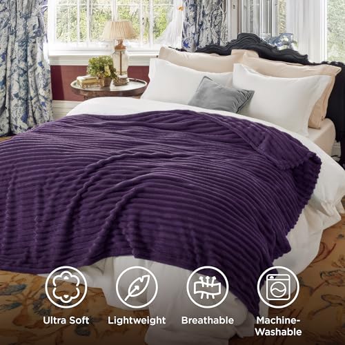 Soft King Size Blankets for Bed Purple 108"x90" (Purple / King)