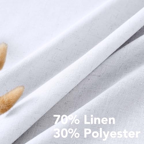 Elegant Natural Linen Blended Energy Efficient Light Filtering Linen Semi Sheer Textured Curtains (52"W x 45"L (Pack of 2) / Bright White)