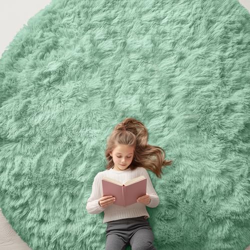 Mint Green Round Rugs for Bedroom (9 Ft Round / Mint Green)