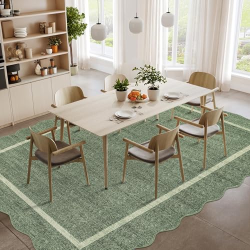 Scalloped Area Rug 4x6 (Greyish Green / 4' x 6' (Rectangular))