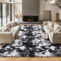 8x10 Area Rugs for Living Room (Tie-dyed Black & White / 8' x 10' (Rectangular))