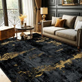 Washable 5'x8' Abstract Area Rug for Living Room Black Gold (Black/Gold / 5' x 8' (Rectangular))