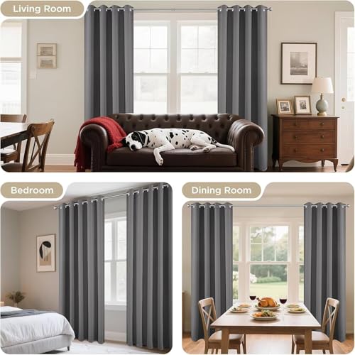 Blackout Curtains 108 Inch Length 2 Panels Set (Light Grey / 52"W x 108"L (Pack of 2))