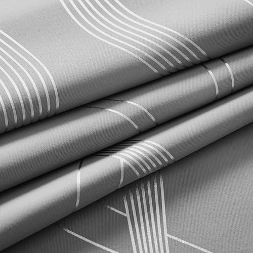 100% Blackout Print Curtains 84 inch Long (100% Blackout - Silver Grey / 52"W x 84"L (Pack of 2))