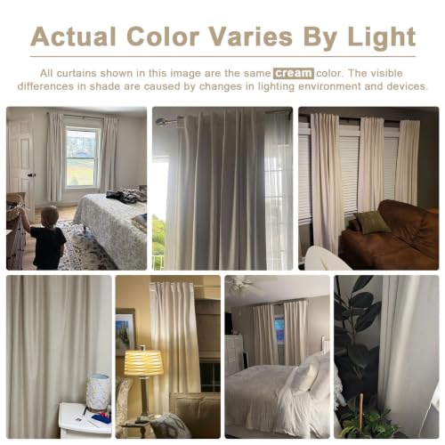 Linen Textured Total Blackout Curtains for Bedroom 80 Inches Long (Burl | Oatmeal / 50"W x 80"L (Pack of 2))