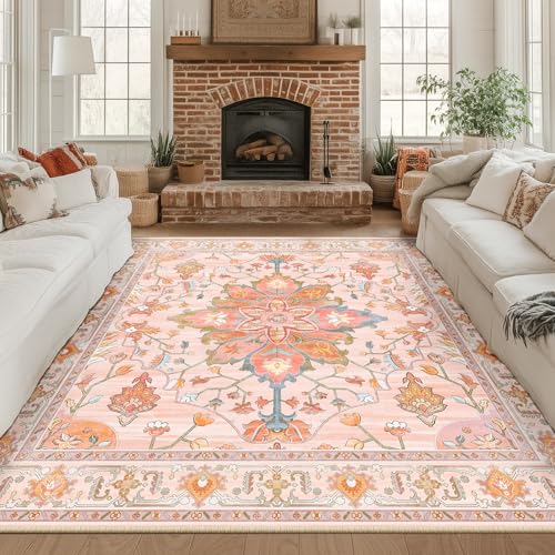 Washable Area Rug (Pink/Light Pink/Colorful / 8' x 8' (Square))