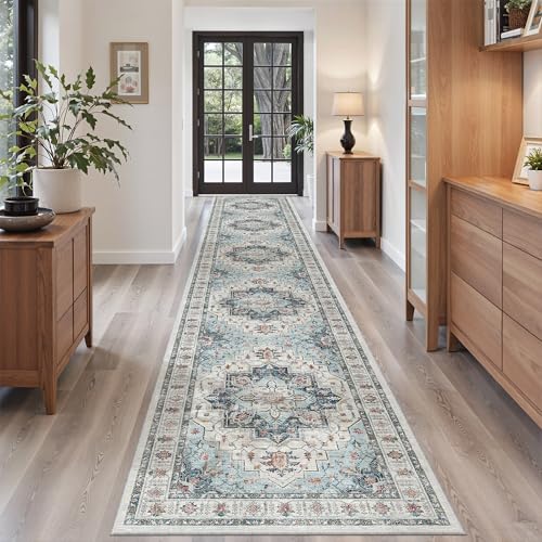 Hallway Runner Rug 2'6''x16' Kitchen Runners Vintage (Blue / 2'6" x 16' (Runner))