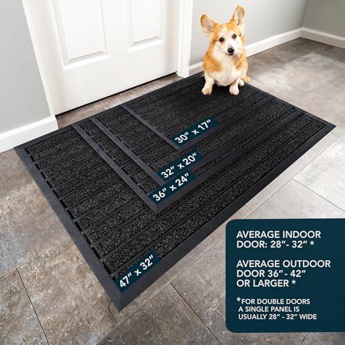 Extra Durable Door Mat Outside Entrance (32'' x 20'' (Rectangular) / Bright Black)