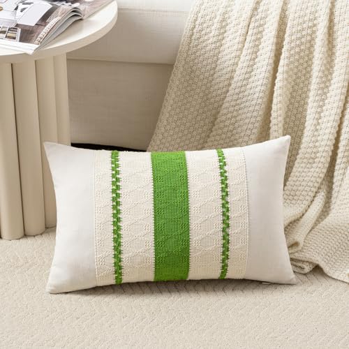 Set of 1 Boho Lime Green Lumbar Decorative Throw Pillow Cover 12x20 Inch for Couch Bed Sofa Chair (20" x 12" (Pack of 1) / Lime Green)