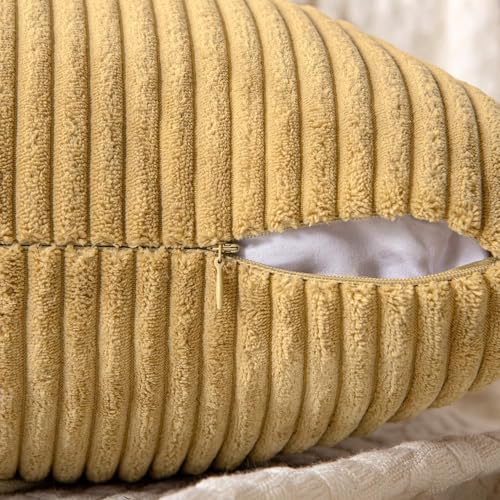 Khaki Decorative Euro Sham Pillow Covers 24x24 Inch for Bed Couch Sofa Pack of 2 Boho Farmhouse Throw Pillows Soft Cross Corduroy Patchwork Textured Cushion Cases (24" x 24" (Pack of 2) / Khaki)